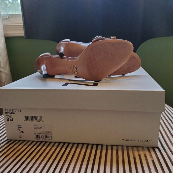 SCHUTZ Leather High Heel Stiletto Studded Strappy Ankle Cuff Sandals - Picture 5 of 6